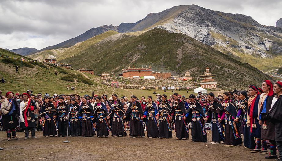 Traditional group dances at Shey Gompa